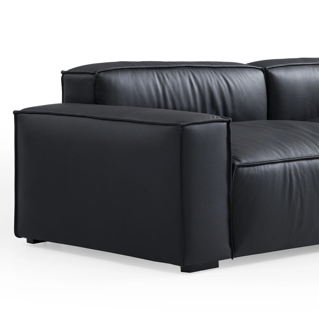 Luxury Minimalist Black Leather Sofa