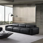 Luxury Minimalist Black Leather Sofa