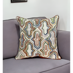 Beige, Brown Geometric Polyester 18 In. X 18 In. Throw Pillow