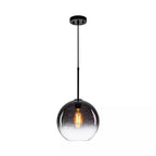 Luckyday 1-Light 11 In.W Black Modern Globe Pendant Light Kitchen Island Hanging Light with Gradient Gray Tinted Glass
