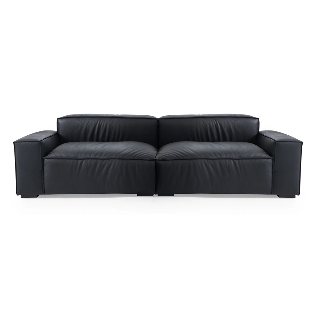 Luxury Minimalist Black Leather Sofa
