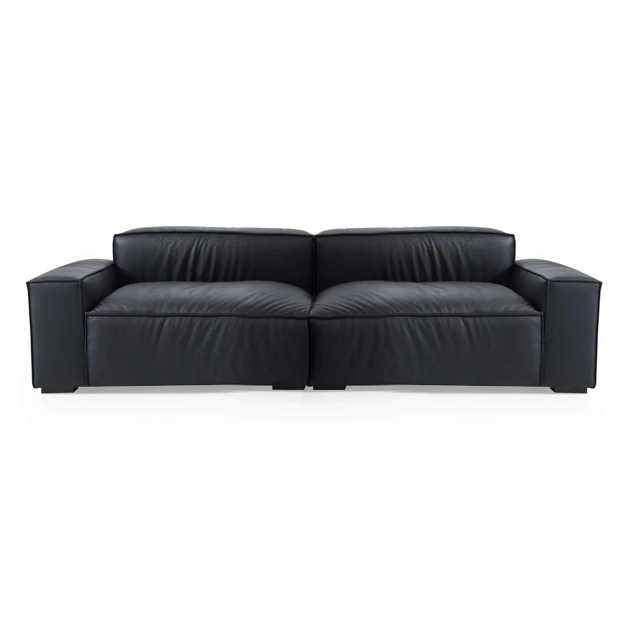 Luxury Minimalist Black Leather Sofa