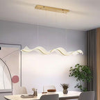47.24 In. Modern 1-Light Gold 40-Watt Wave-Shaped Integrated LED Pendant Light Acrylic Linear Chandeliers