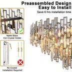 31.5" Modern Chandelier 19-Light 4-Tier Black round K9 Crystal Chandelier for Dining Room,Living Room,Entryway and Foyer