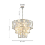Luz 11-Light Tired round Crystal Chandelier Chrome Finish round with Mosaic Crystal for Living Room and Kitchen