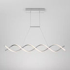 DNA Linear 16-Watt 1-Light Modern Chrome Integrated LED Hanging Pendant Light Fixture for Dining Room or Kitchen