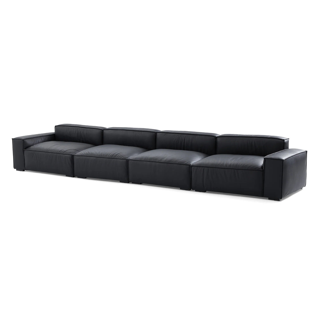 Luxury Minimalist Black Leather Sofa