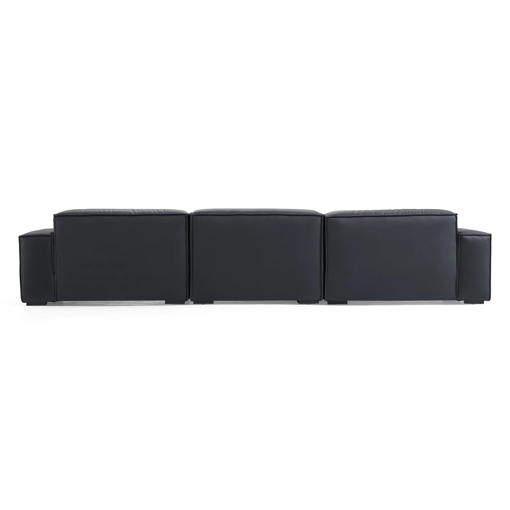 Luxury Minimalist Black Leather Sofa