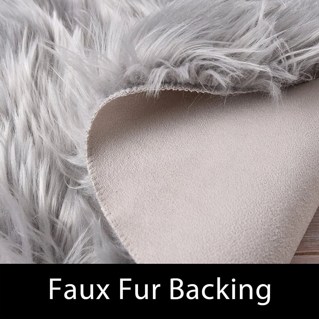 Faux Sheepskin Rug Fur Area Rugs Grey 10X12 Fluffy Rug Washable Rugs for Living Room and Bedroom Shag Rug Fluzzy Rug