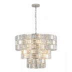 Luz 11-Light Tired round Crystal Chandelier Chrome Finish round with Mosaic Crystal for Living Room and Kitchen
