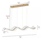 47.24 In. Modern 1-Light Gold 40-Watt Wave-Shaped Integrated LED Pendant Light Acrylic Linear Chandeliers