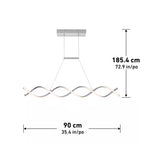 DNA Linear 16-Watt 1-Light Modern Chrome Integrated LED Hanging Pendant Light Fixture for Dining Room or Kitchen
