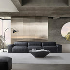 Luxury Minimalist Black Leather Sofa