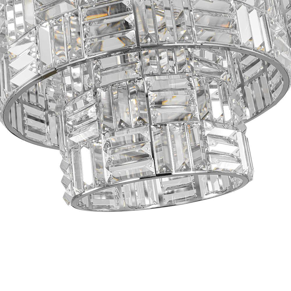 Luz 11-Light Tired round Crystal Chandelier Chrome Finish round with Mosaic Crystal for Living Room and Kitchen