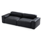 Luxury Minimalist Black Leather Sofa