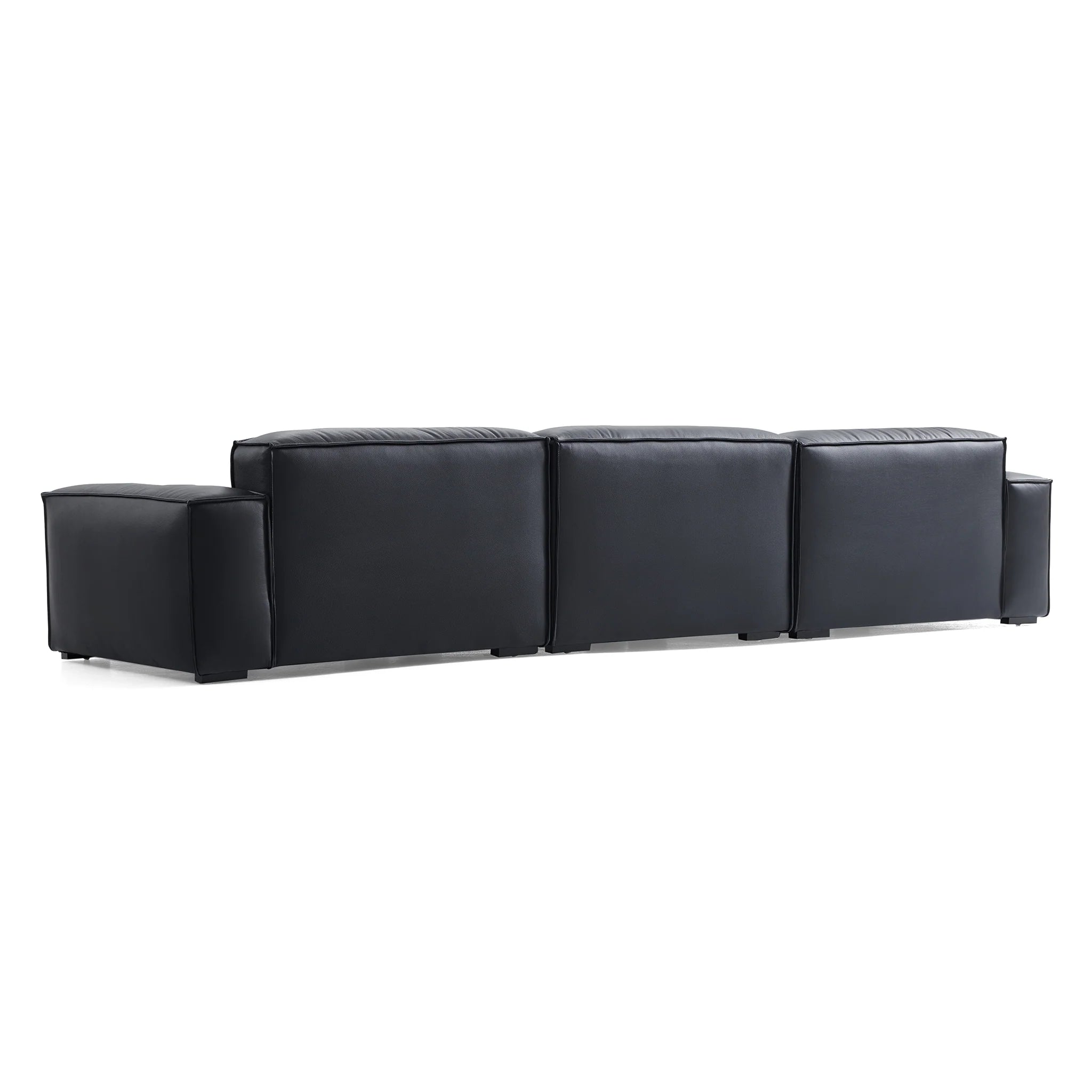 Luxury Minimalist Black Leather Sofa
