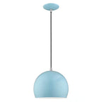 Branbury 1-Light Shiny Baby Blue Globe Pendant