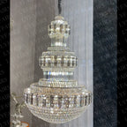 Golden Era Grand Cascade Fountain Smoky Gray&Clear Crystal Chandelier for High-Ceiling