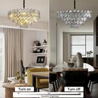 31.5" Modern Chandelier 19-Light 4-Tier Black round K9 Crystal Chandelier for Dining Room,Living Room,Entryway and Foyer