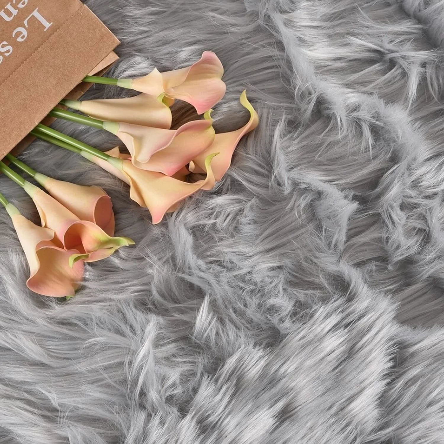 Faux Sheepskin Rug Fur Area Rugs Grey 10X12 Fluffy Rug Washable Rugs for Living Room and Bedroom Shag Rug Fluzzy Rug