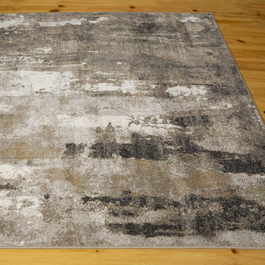 Lagos Collection Beige 4X5 Abstract Area Rug
