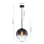 Luckyday 1-Light 11 In.W Black Modern Globe Pendant Light Kitchen Island Hanging Light with Gradient Gray Tinted Glass