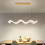 47.24 In. Modern 1-Light Gold 40-Watt Wave-Shaped Integrated LED Pendant Light Acrylic Linear Chandeliers