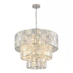 Luz 11-Light Tired round Crystal Chandelier Chrome Finish round with Mosaic Crystal for Living Room and Kitchen