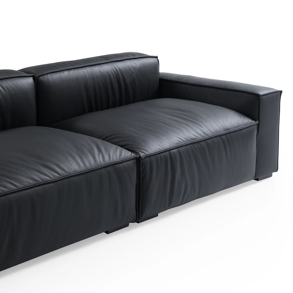 Luxury Minimalist Black Leather Sofa