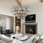 31.5" Modern Chandelier 19-Light 4-Tier Black round K9 Crystal Chandelier for Dining Room,Living Room,Entryway and Foyer