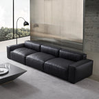 Luxury Minimalist Black Leather Sofa