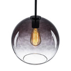 Luckyday 1-Light 11 In.W Black Modern Globe Pendant Light Kitchen Island Hanging Light with Gradient Gray Tinted Glass
