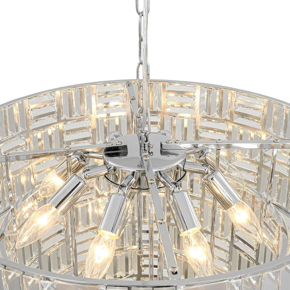 Luz 11-Light Tired round Crystal Chandelier Chrome Finish round with Mosaic Crystal for Living Room and Kitchen