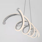 DNA Linear 16-Watt 1-Light Modern Chrome Integrated LED Hanging Pendant Light Fixture for Dining Room or Kitchen