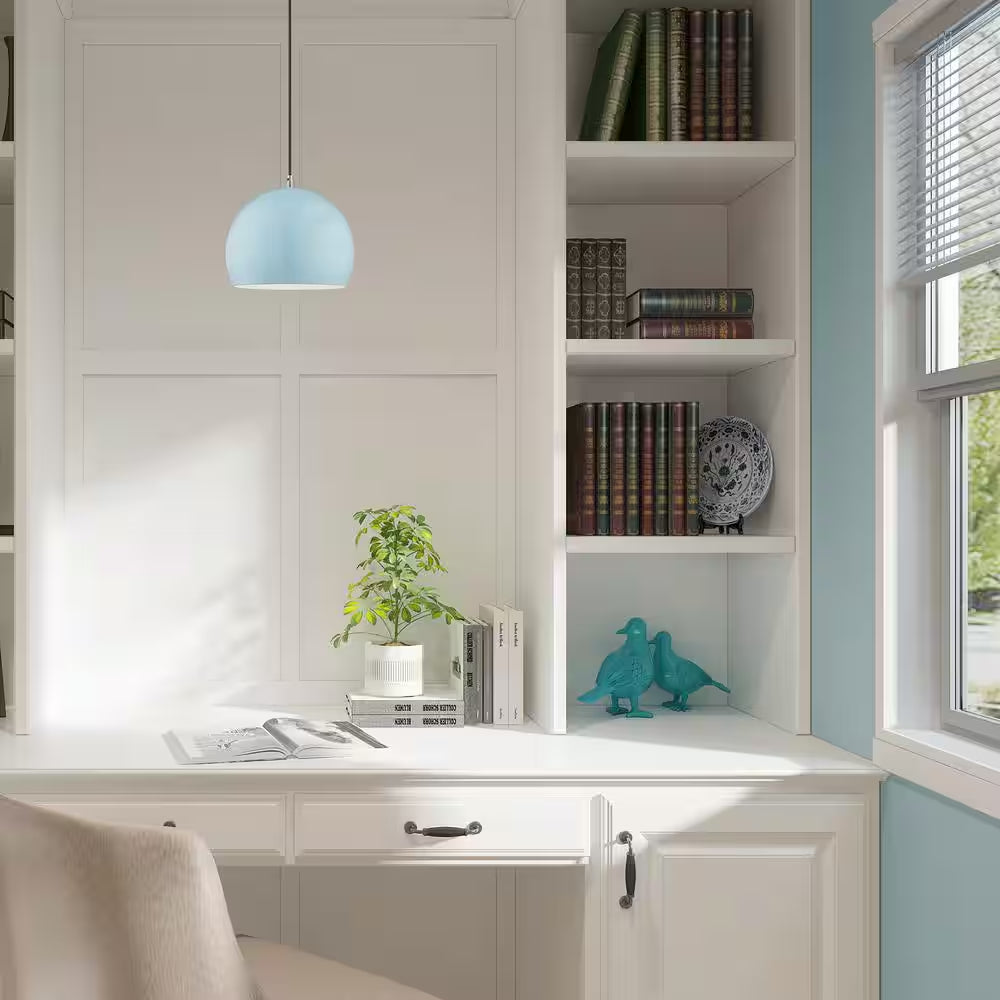 Branbury 1-Light Shiny Baby Blue Globe Pendant