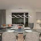 DNA Linear 16-Watt 1-Light Modern Chrome Integrated LED Hanging Pendant Light Fixture for Dining Room or Kitchen