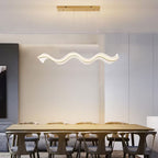 47.24 In. Modern 1-Light Gold 40-Watt Wave-Shaped Integrated LED Pendant Light Acrylic Linear Chandeliers