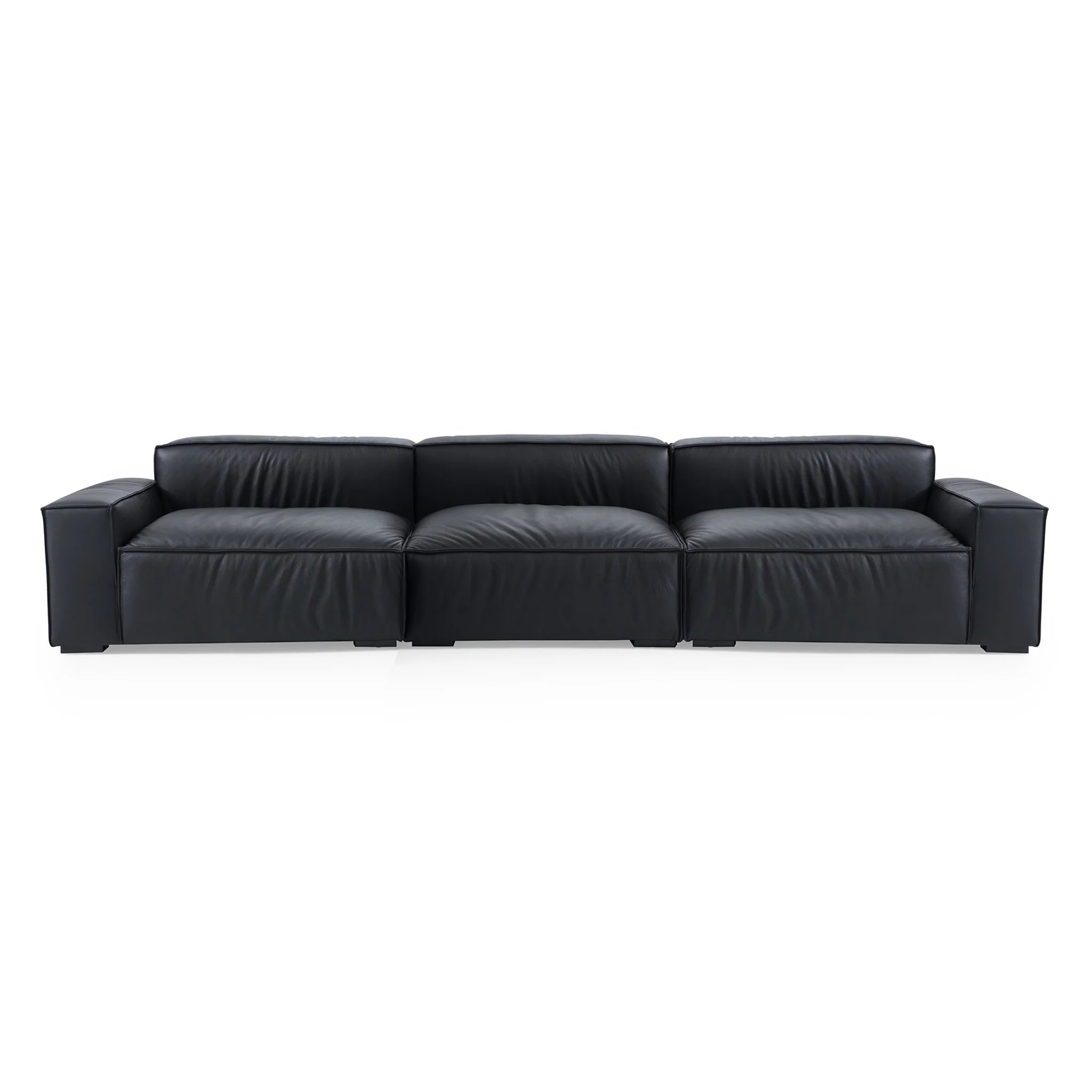 Luxury Minimalist Black Leather Sofa