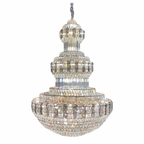 Golden Era Grand Cascade Fountain Smoky Gray&Clear Crystal Chandelier for High-Ceiling