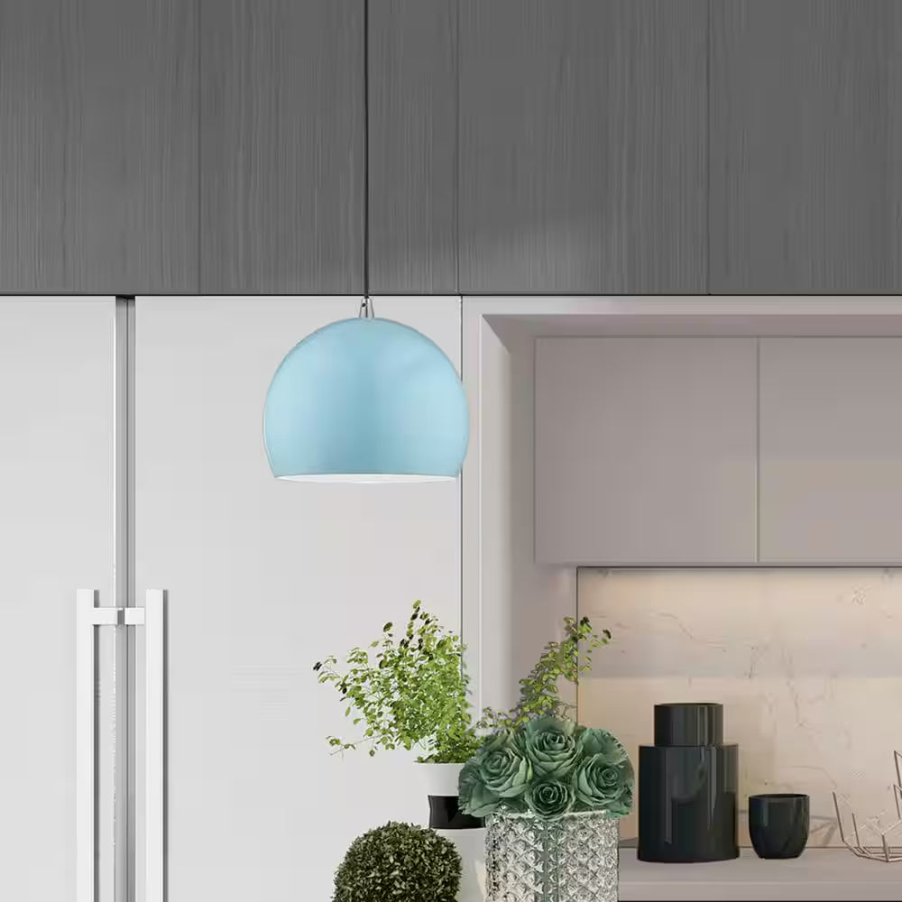 Branbury 1-Light Shiny Baby Blue Globe Pendant