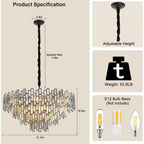 31.5" Modern Chandelier 19-Light 4-Tier Black round K9 Crystal Chandelier for Dining Room,Living Room,Entryway and Foyer