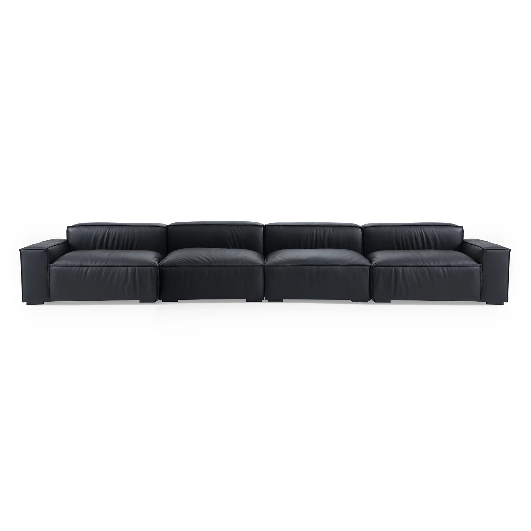 Luxury Minimalist Black Leather Sofa
