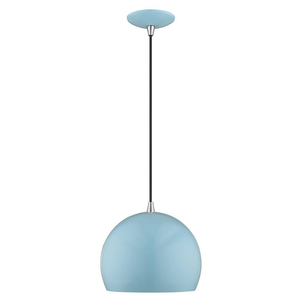 Branbury 1-Light Shiny Baby Blue Globe Pendant
