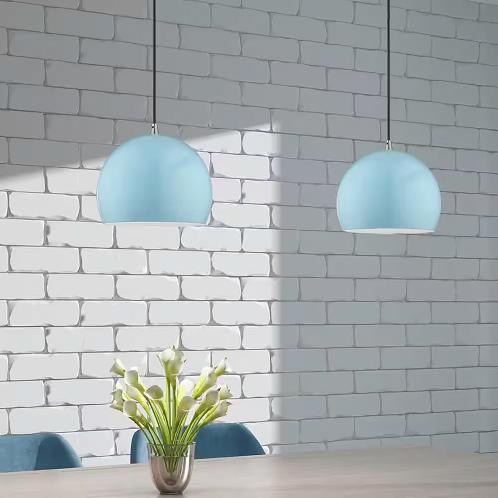 Branbury 1-Light Shiny Baby Blue Globe Pendant