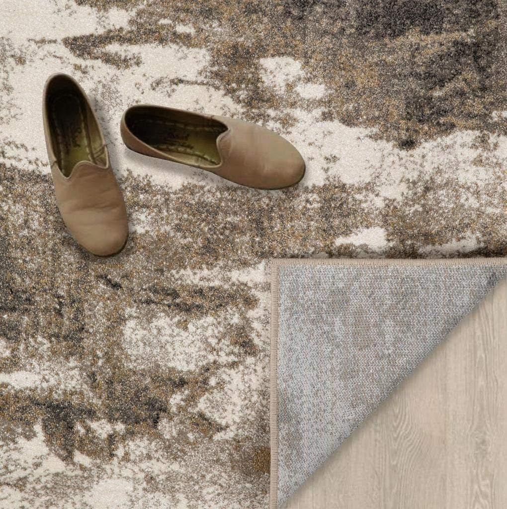 Lagos Collection Beige 4X5 Abstract Area Rug