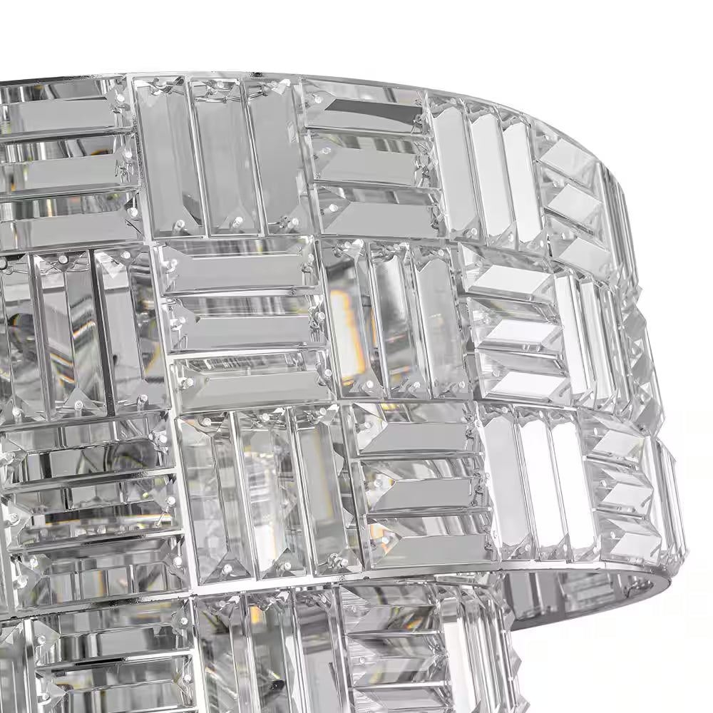 Luz 11-Light Tired round Crystal Chandelier Chrome Finish round with Mosaic Crystal for Living Room and Kitchen
