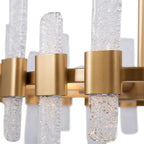 Mid-Century Modern Gold Kitchen Island Chandelier, 6-Light Glam Dining Room Ceiling Light with Icing Glass Strips