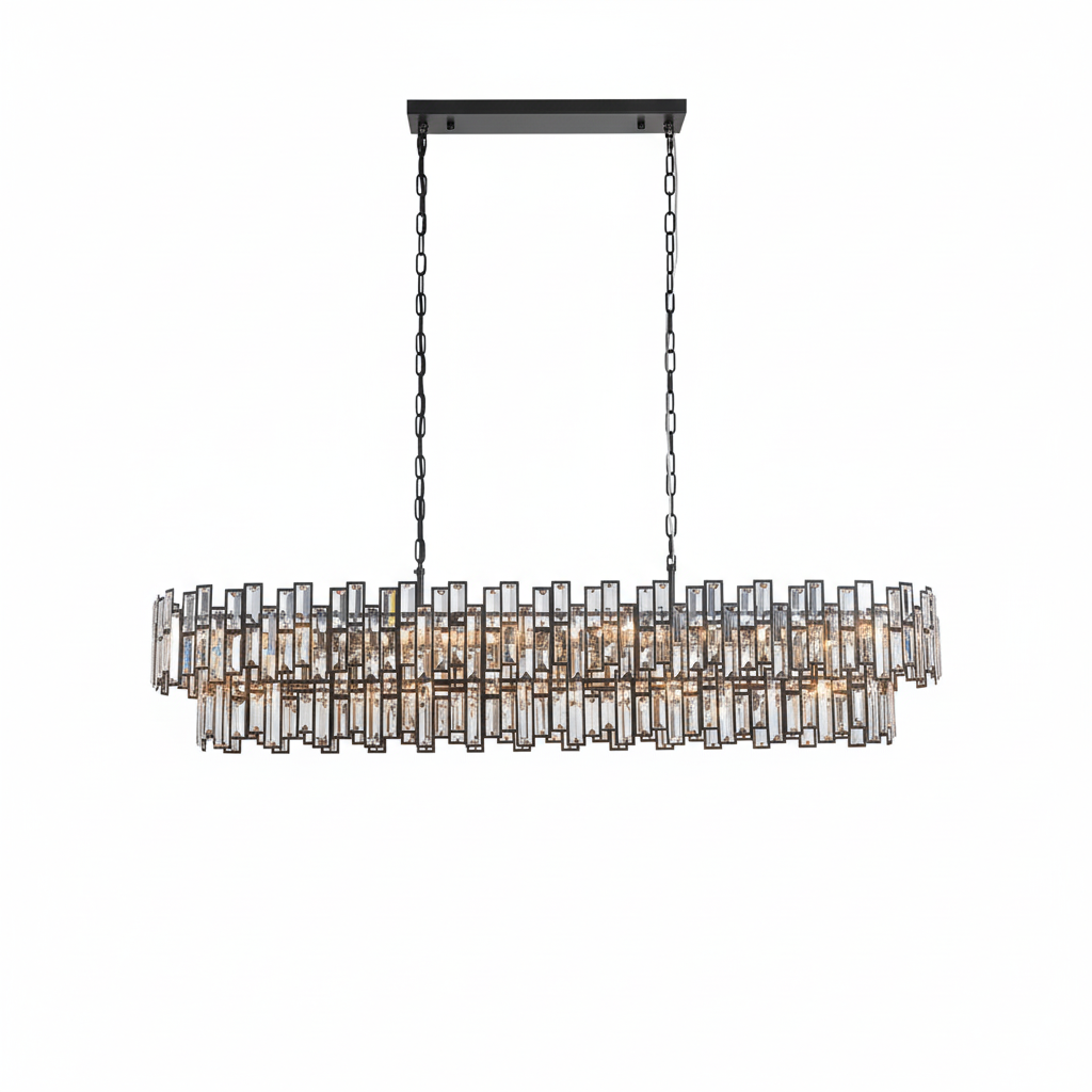 Light Dimmable Modern Rectangle Crystal Chandelier