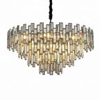 31.5" Modern Chandelier 19-Light 4-Tier Black round K9 Crystal Chandelier for Dining Room,Living Room,Entryway and Foyer