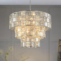 Luz 11-Light Tired round Crystal Chandelier Chrome Finish round with Mosaic Crystal for Living Room and Kitchen